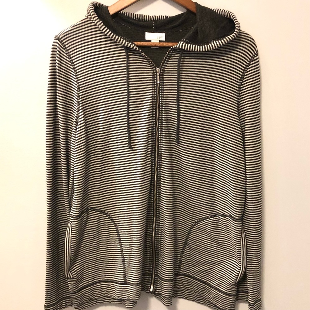 J. Jill size medium black and white zip up jacket